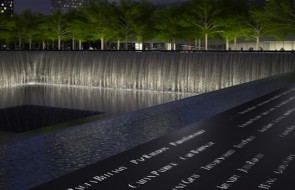 9_11Memorial Pool Names Parapet Night. Rendering Squared Design Lab